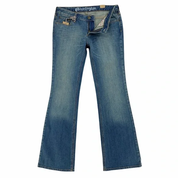 Y2K Style Flare Stretch Bullhead Huntington Blue Jeans - Picture 5 of 16